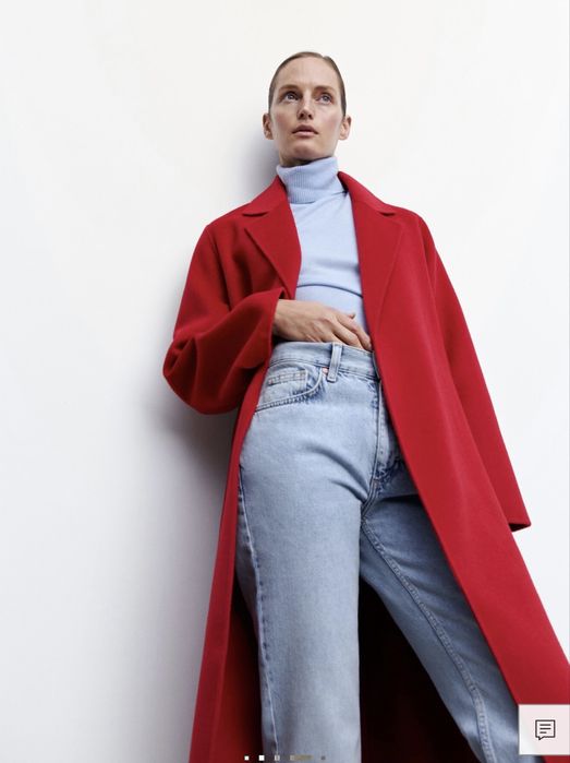 Пальто  легке червоне з поясом mango