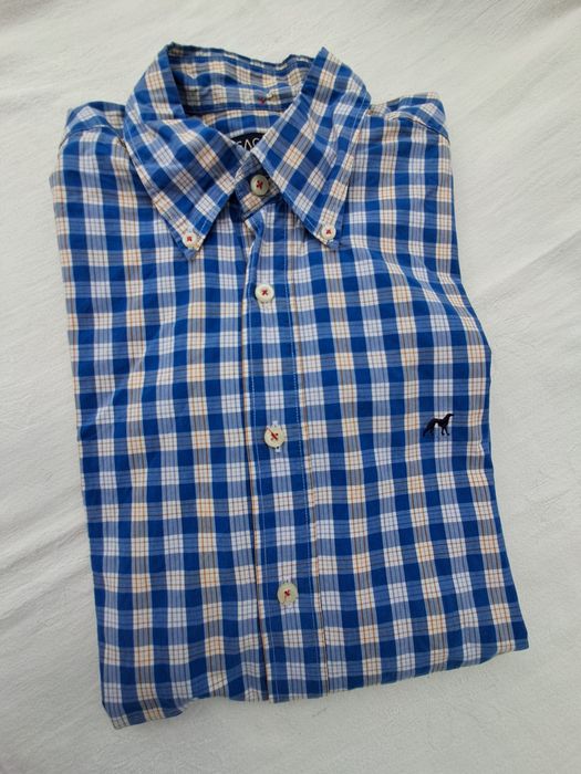 Camisa Homem Sacoor Brothers Tam. M – Padrão Xadrez Azul e Castanho / Amarelo