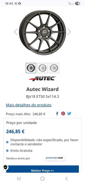 Vendo 4 jantes 18 Autec Wizard