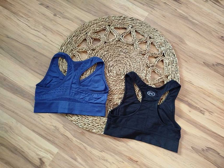 zestaw 2 biustonoszy sportowych czarny i granatowy