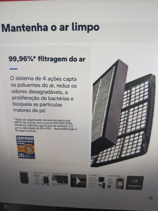 Desumidificador/ purificador ar DeLonghi