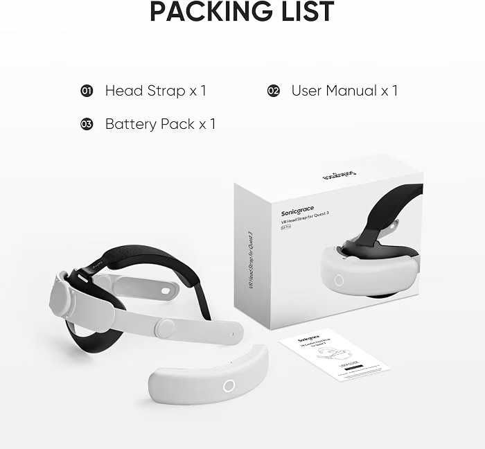 Pasek z baterią Sonicgrace S3 Pro do Meta Quest 3 / 3S | 8000mAh Powerbank VR