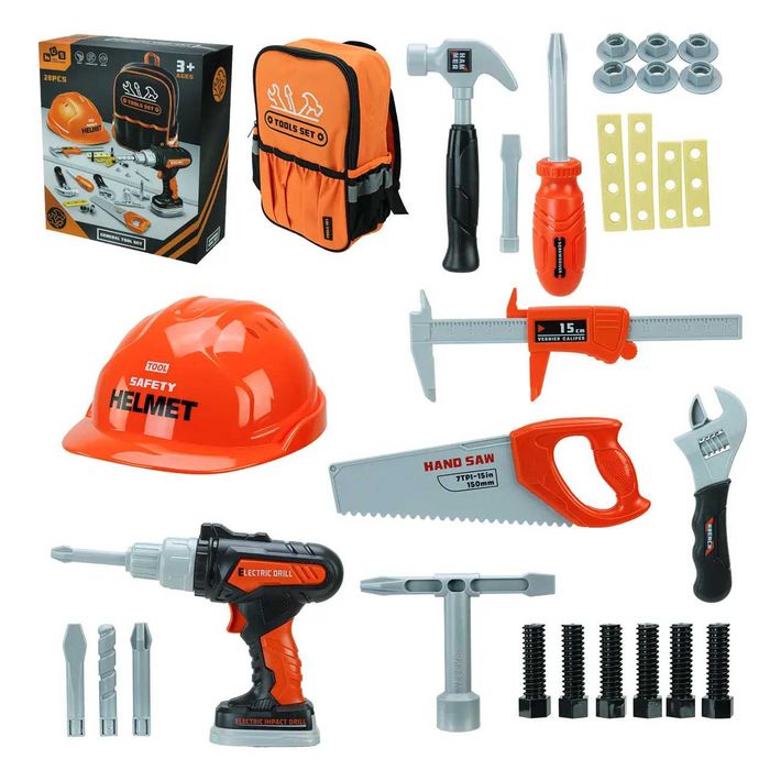 Дитячий набір будівельних інструментів із дрилем у рюкзаку
