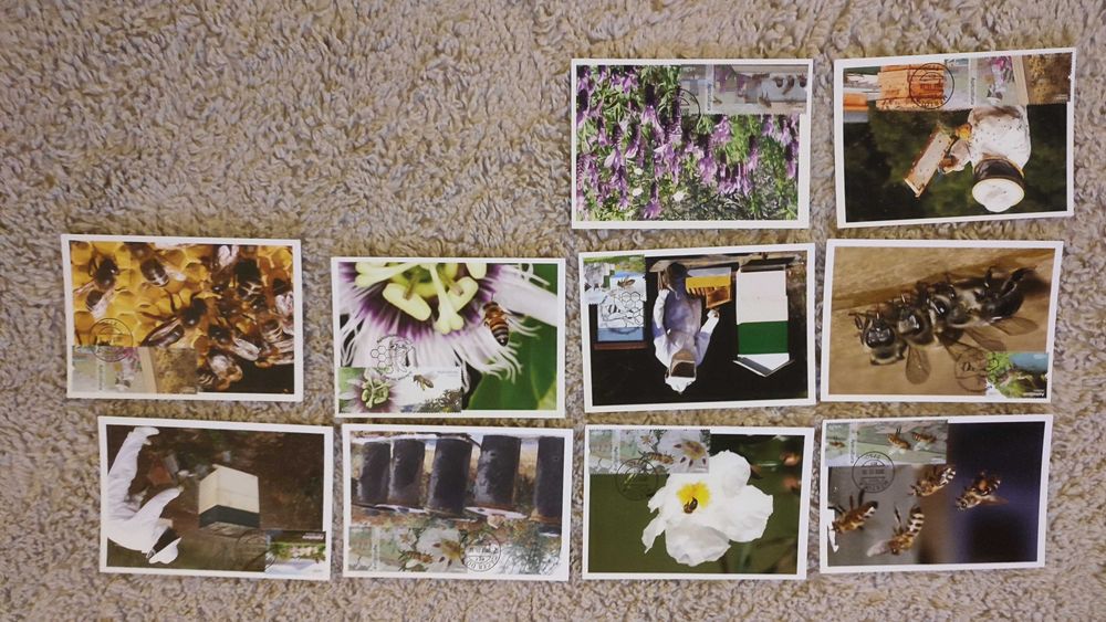 10 Postcards with Stamp and First-Day Cancellation - Beekeeping