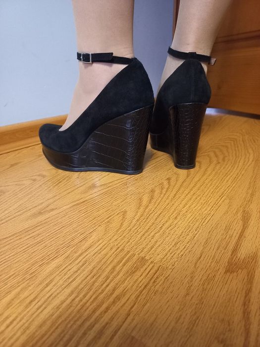 Туфлі на танкетці, туфлі замшові, шкіряні, PM Paola Martani