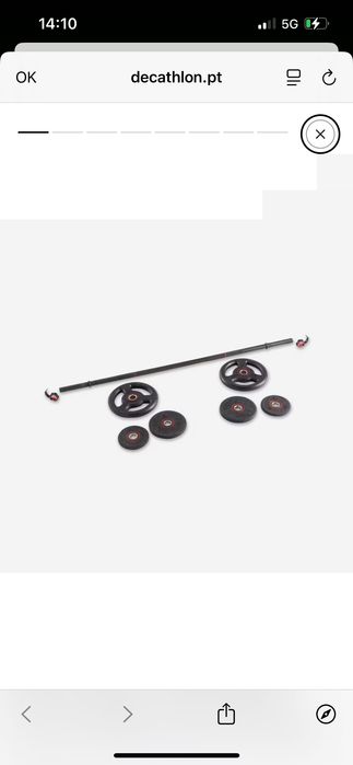 Conjunto de musculação com barra e pesos — Decathlon