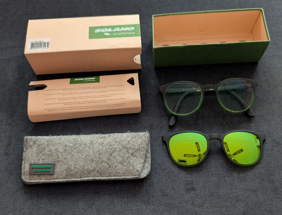 Używane oprawki Solano z nakładką przeciwsłoneczną