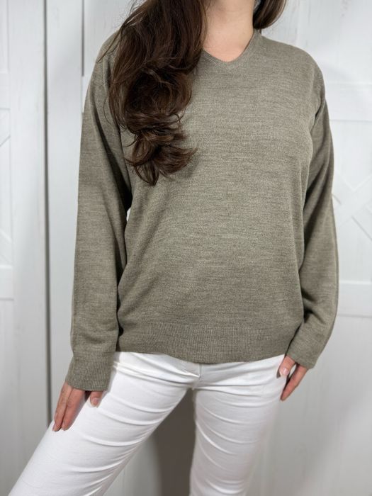 Mark & Spencer oliwkowo szary cieply sweter