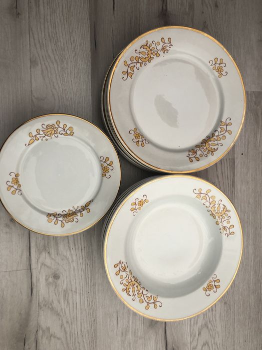 Zestaw porcelany Lubianów ze złoceniami