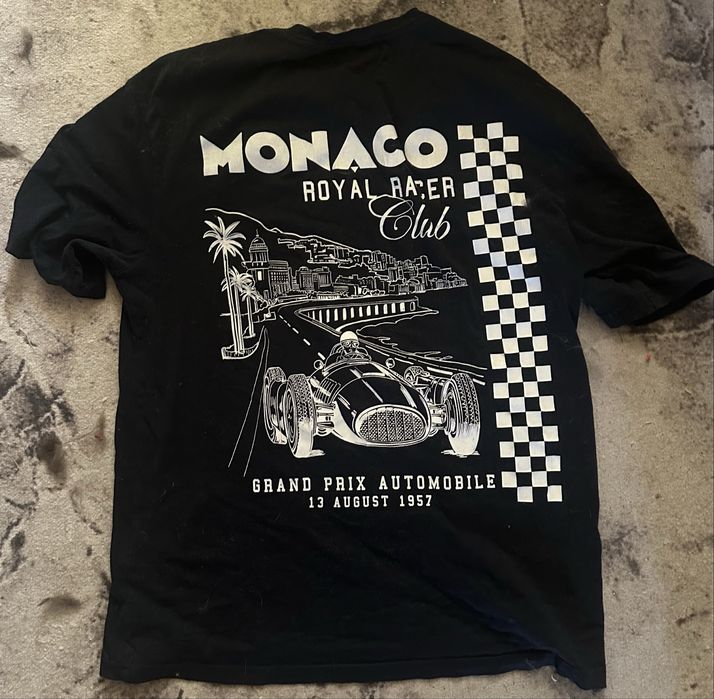 Футболка LAWA черная с принтом Monaco / Чорна футболка оверсайз / Racing