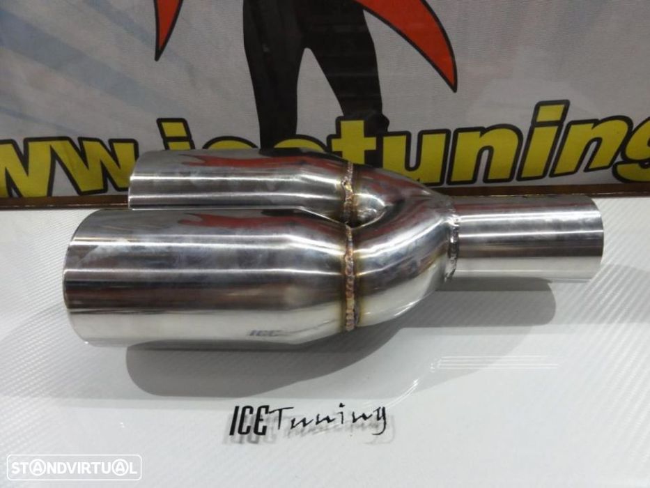 Ponteiras de escape 100% inox de dupla saída 2x 89mm x 340MM