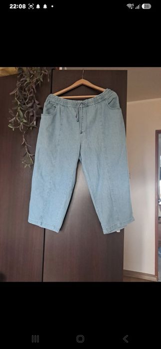 Bermudy damskie od 100cm pas guma dzins bawełna