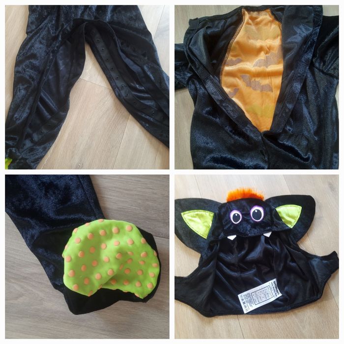 Nietoperz strój przebranie kostium + czapka 92, 18-24 miesiące
