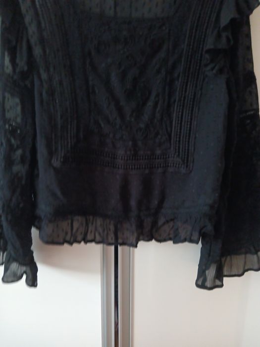 Bluzka wizytowa / galowa / imprezowa czarna marki Zara  XS / S