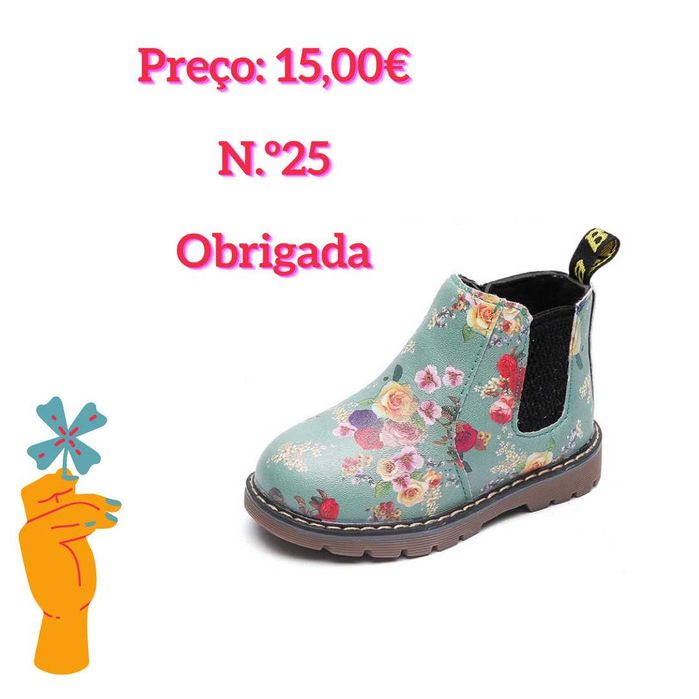 Botas n.25 menina flores com pelinho