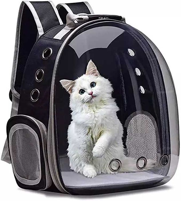 Уценка !!! Рюкзак переноска для кота кошки котенка собаки до 8 кг Рюкзак переноска для котів маленьких собак до 8кг прозорий чорний