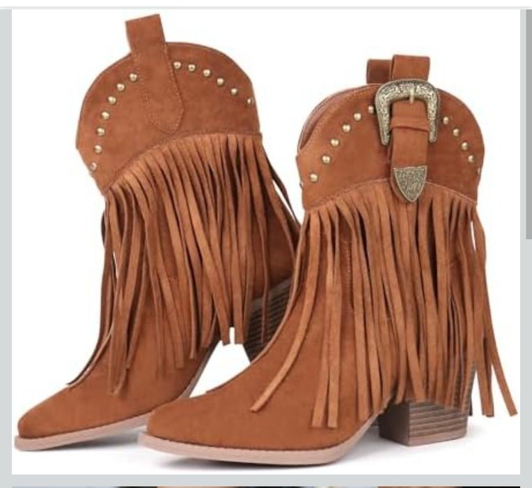 Hawkwell Damskie buty kowbojskie z frędzlami
