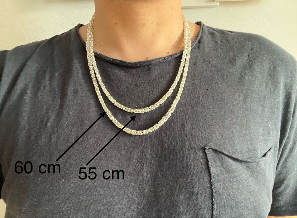 Srebrny męski łańcuszek Splot Królewski 60 cm 38 g