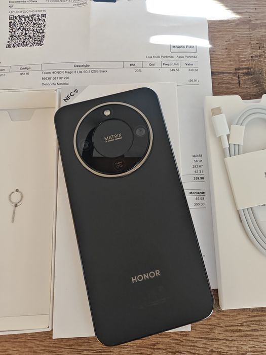 Honor Magic 8 Lite 5G 6.79" 8GB/512GB Preto Novo(Nunca Usado),  C/Garantia Aceito Retomas