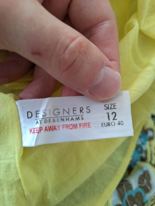 Spódnica spódniczka żółta do kolan w kwiaty rozmiar 40 L