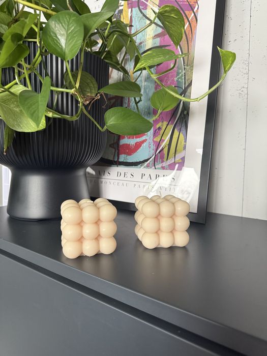 Świeczki babelki nowe bąbelkowe beżowe