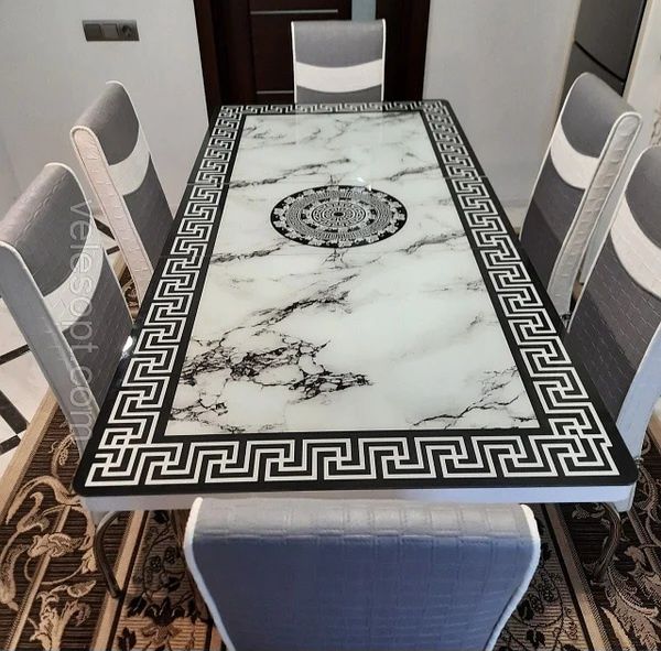 Комплект кухонний. Стіл та 4/6 стільців. Сірий мармур