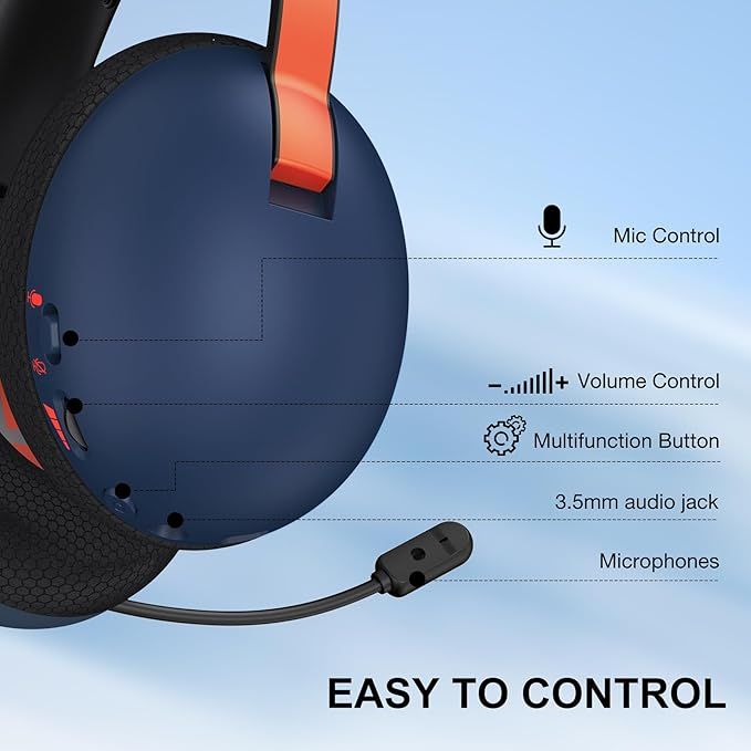 NinxGloy Bezprzewodowe Słuchawki Gamingowe 2.4GHz z Mikrofonem