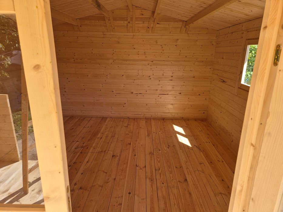 Od RĘKI drewniany domek LETNISKOWY+TARAS*24m*6x4*ściany z balika 34 mm