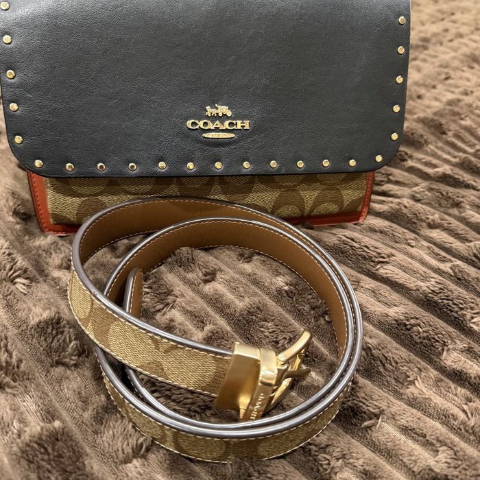 Coash Шкіряна оригінальна сумка та ремень coach оригінал