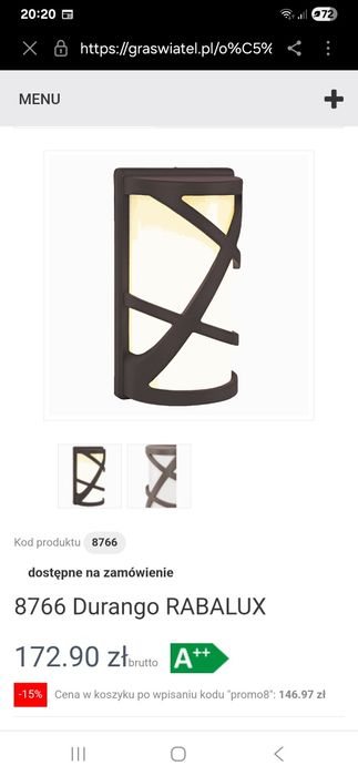Durango 3 szt  lampa zewnętrzna kinkiet IP54 zestaw