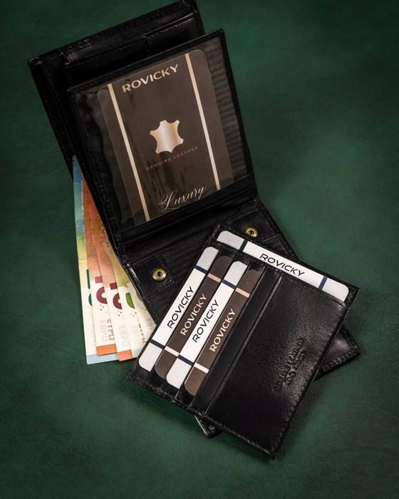 duży, skórzany portfel męski bez zapięcia - rovicky