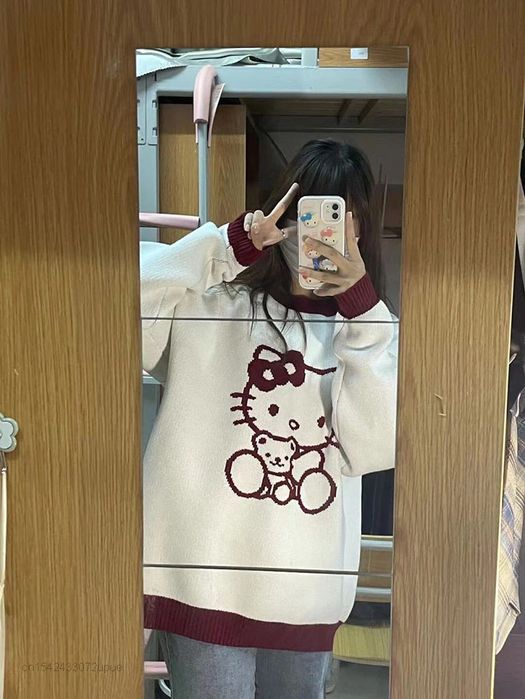 Damski Sweter ANIME Hello Kitty Harajuku Kawaii - XL