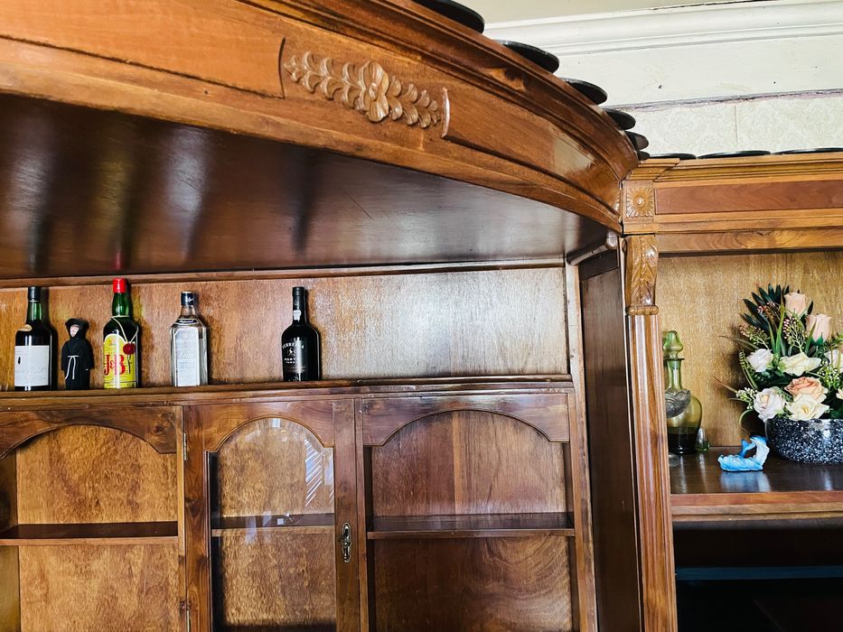 Bar de sala clássico madeira maciça — conjunto completo