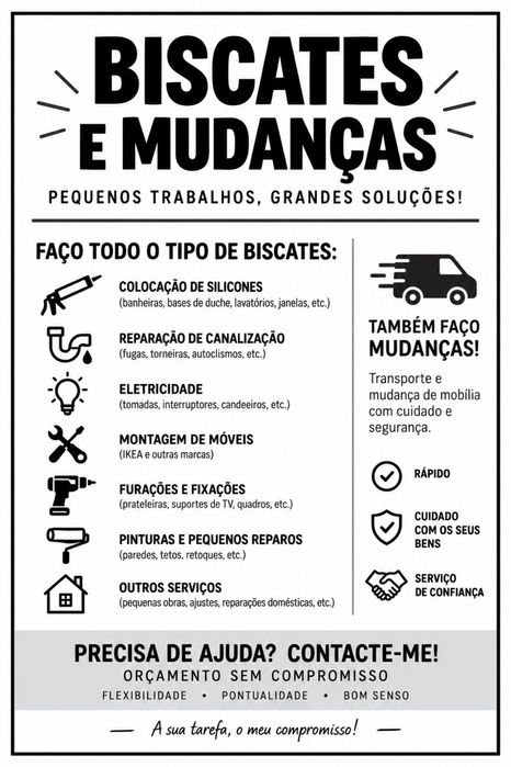 Biscates e mudanças