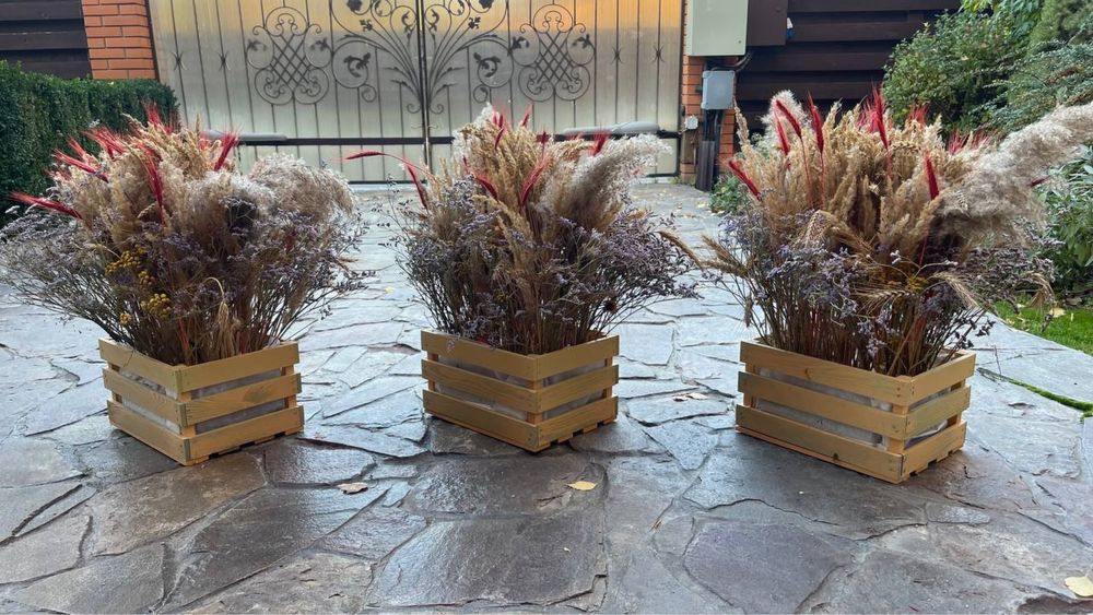 Весільний декор. Сухоцвіти. Ящики. В українському стилі.