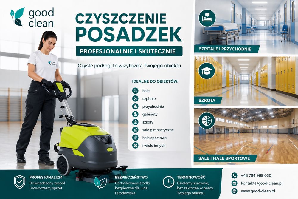 Profesjonalne czyszczenie posadzek | Hale | Szpitale | Szkoły