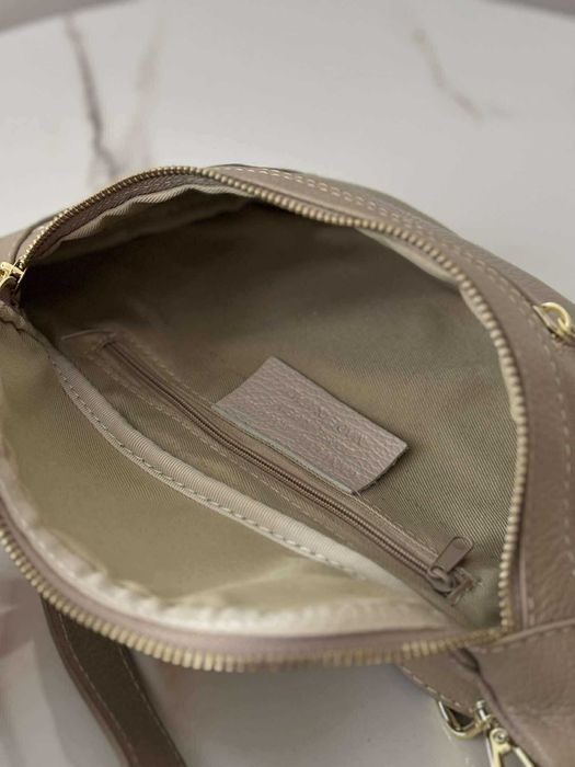 Torebka nerka saszetka skóra naturalna beż taupe