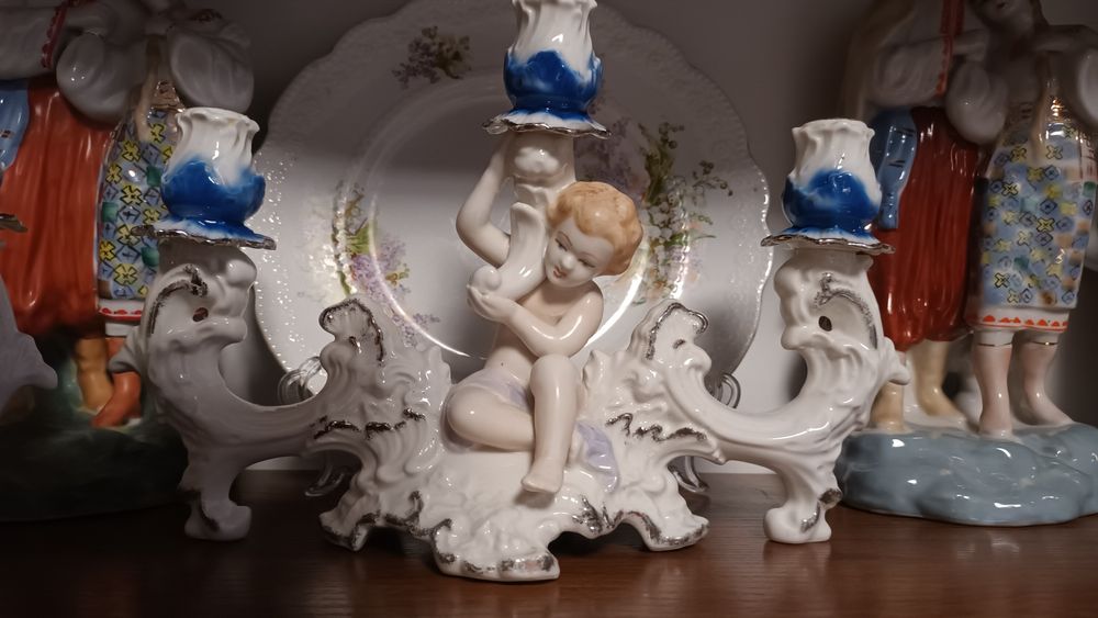 Подсвечник путти.  Козленок. Штоф козак.