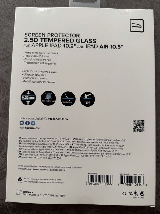 Pelicula vidro temperado para iPad 10.2 e iPad air 10.5