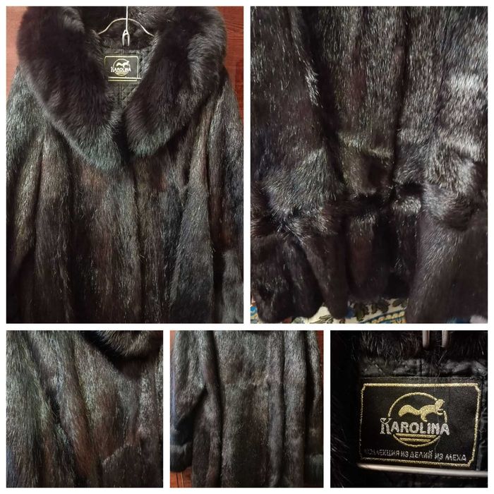 Женская шуба из нутрии с песцовыми вставками