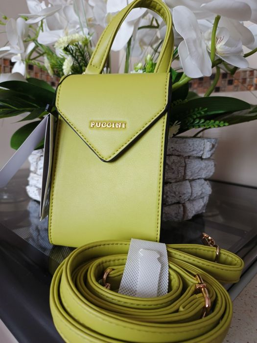 Puccini nowa torebka saszetka limonkowa z paskiem