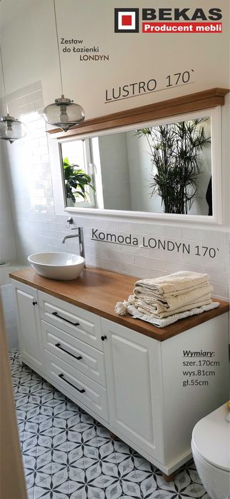 Komoda Łazienka Biały Dąb Londyn Blat Dąb Natura PRODUCENT BEKAS Meble