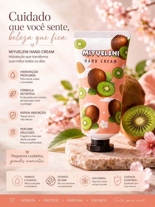 Creme de mãos com cheiro a kiwi