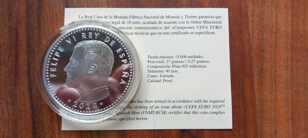 Moeda 10€ Espanha "Campeões da Europa 2024"