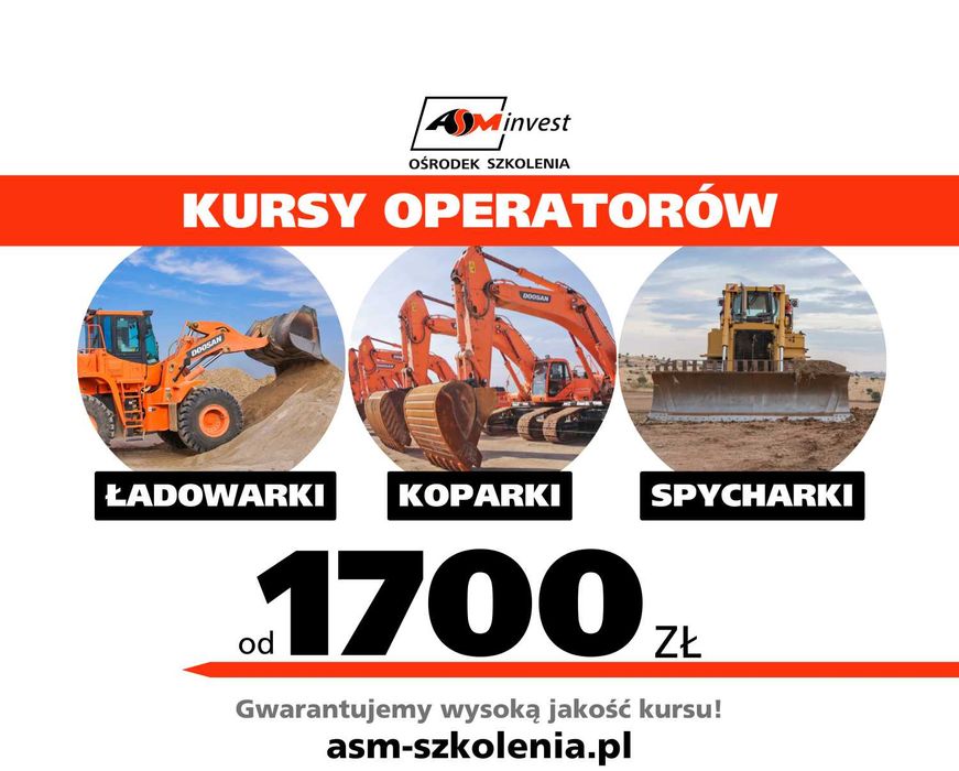 Szkolenie, KURS na koparke, koparkoładowarke, ładowarke, spycharke