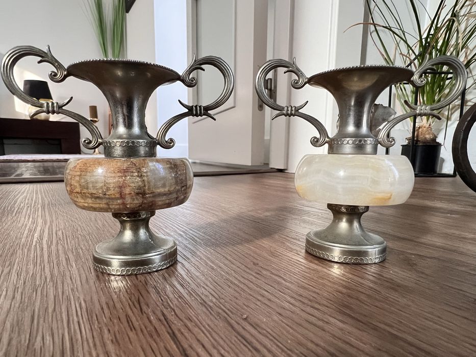 2 X Vaso vintage Ónix e latão.
