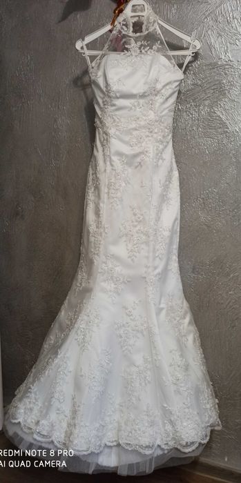 Suknia ślubna 34 36 koronka z kryształkami syrenka