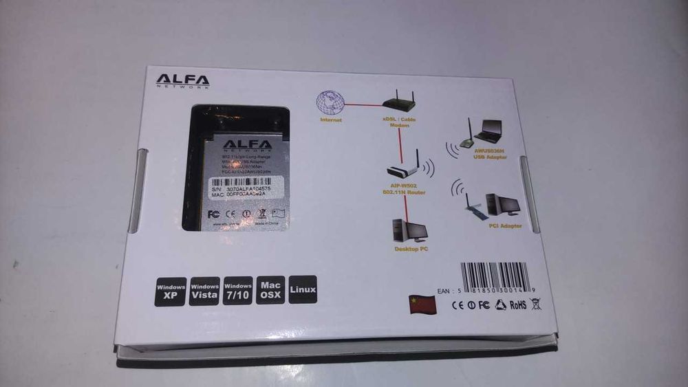 Мощный Wifi  усилитель адаптер Alfa AWUS036H (Realtek 8187L)