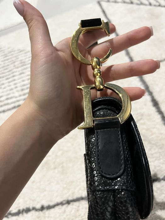 Torebka Christian Dior Calfskin Stingray Embossed Double Saddle Bag
