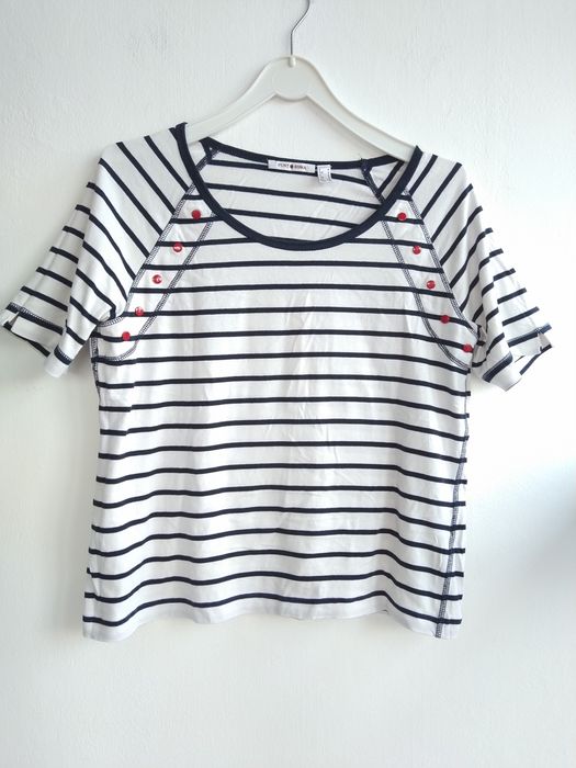 Blusa / Camisola às riscas com botões vermelhos - Punto Roma - Tam. S